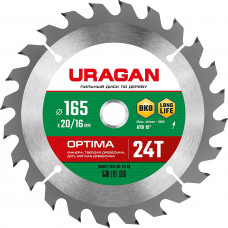 Пильный диск по дереву URAGAN Optima 165х20/16мм;24Т 36801-165-20-24_z01