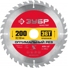 Пильный диск по дереву ЗУБР Оптимальный рез 200x32/30мм;36T 36912-200-32-36_z01