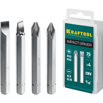 Набор бит для ударной отвертки KRAFTOOL 4шт 25552