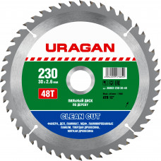 Пильный диск по дереву URAGAN Clean cut 230х30мм;48Т 36802-230-30-48
