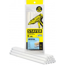 Клеевые стержни STAYER Cristal прозрачные, 11x200мм, 12шт 0682-12