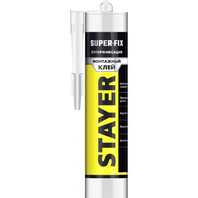 Монтажный суперсильный клей STAYER SUPER FIX белый, 280мл 41323
