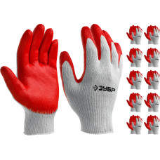 Перчатки с латексным обливом ЗУБР L-XL, 10пар 11458-K10
