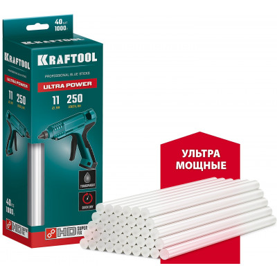 Клеевые стержни KRAFTOOL Ultra Power прозрачные, 11x250мм, 40шт 06848-40