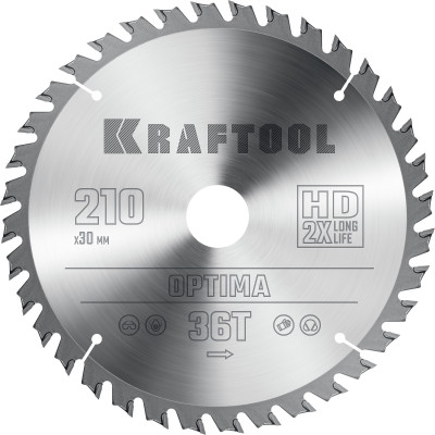 Пильный диск по дереву KRAFTOOL Optima 210х30мм;36Т 36951-210-30