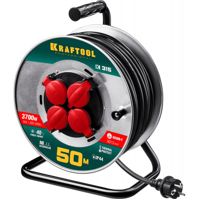 Удлинитель на катушке KRAFTOOL К-315 (50м, 3700Вт, IP44, КГ 3x1.5мм2) 55085-50_z01