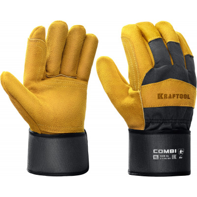 Комбинированные спилковые перчатки KRAFTOOL Combi XL 11310-XL