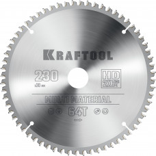 Пильный диск по алюминию KRAFTOOL Multi Material 230х30мм;64Т 36953-230-30