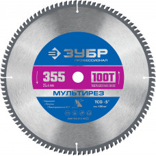 Пильный диск по алюминию ЗУБР Мультирез 355x25.4мм;100Т 36907-355-25.4-100_z01