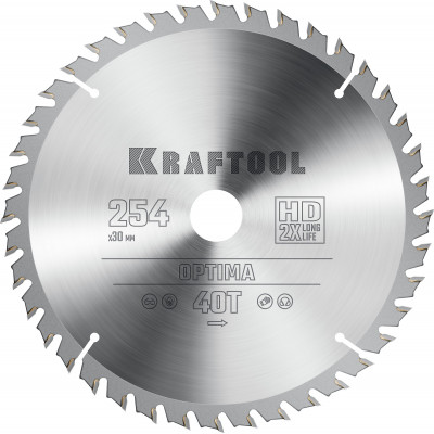 Пильный диск по дереву KRAFTOOL Optima 254x30 мм;40Т 36951-254-30