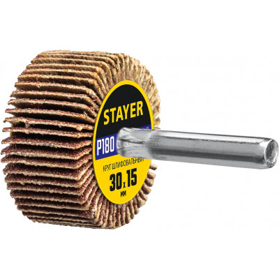 Шлифовальный лепестковый круг STAYER 30x15мм, P180 36606-180