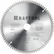 Пильный диск по алюминию KRAFTOOL Multi Material 250х30мм;80Т 36953-250-30
