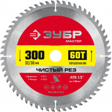 Пильный диск по дереву ЗУБР Чистый рез 300x32/30мм;60Т 36914-300-32-60_z01