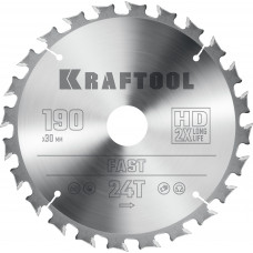 Пильный диск по дереву KRAFTOOL Fast 190x30 мм;24Т 36950-190-30