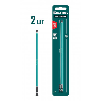 Биты KRAFTOOL PH2, 200мм, 2шт 26122-2-200-2