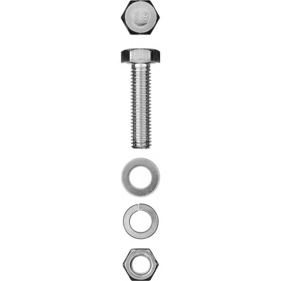 Болт с гайкой и шайбами ЗУБР M10x30мм, DIN 933, 3шт 303436-10-030