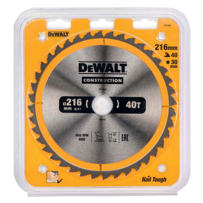 Пильный диск по дереву DeWalt 216х30мм;40T DT1953