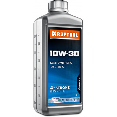 Полусинтетическое масло для 4-тактных двигателей KRAFTOOL 10W-30 1л 41510-1