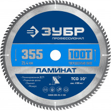 Пильный диск по дереву ЗУБР Ламинат 355х25.4мм;100Т 36930-355-25.4-100