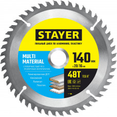 Пильный диск по алюминию STAYER Multi Material 140x20/16мм;48Т 3685-140-20-48
