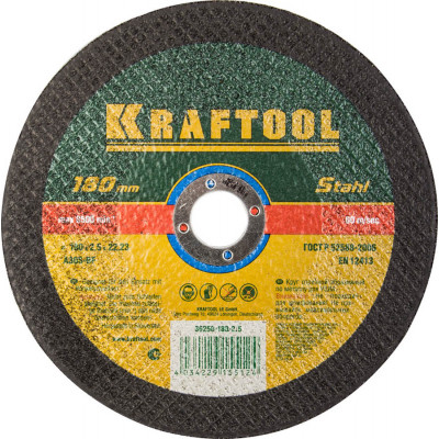 Круг отрезной по металлу KRAFTOOL 180x2.5x22.2мм 36250-180-2.5