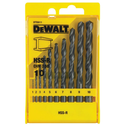 Набор сверл по металлу DeWalt (10шт: 1-10мм, HSS-R) DT5911