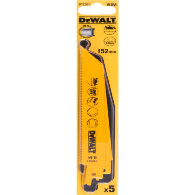 Полотно для сабельной пилы по металлу DeWalt S922BF 152мм, 5шт DT2361