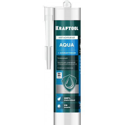 Монтажный водостойкий клей KRAFTOOL AQUA белый, 310мл 41345_z01
