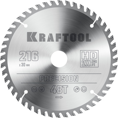 Пильный диск по дереву KRAFTOOL PRECISSION 216х30мм;48Т 36952-216-30