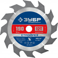 Пильный диск по дереву ЗУБР Стройрез 190х30мм;12Т 36931-190-30-12
