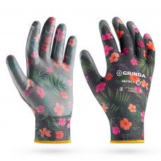Садовые перчатки GRINDA PROTECT M/8 с прозрачным нитриловым покрытием, чёрные 11296-M