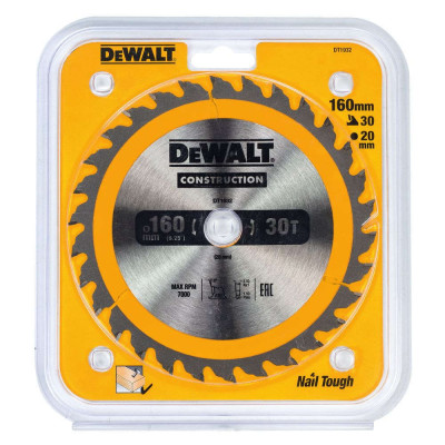 Пильный диск по дереву DeWalt 160х20мм;30T DT1932