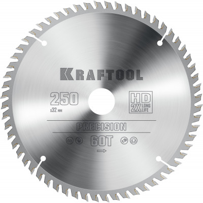 Пильный диск по дереву KRAFTOOL PRECISION 250х32мм;60Т 36952-250-32