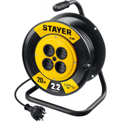 Удлинитель на катушке STAYER S-207 (20м, 2200Вт, ПВС 2x0.75мм2) 55073-20_z02