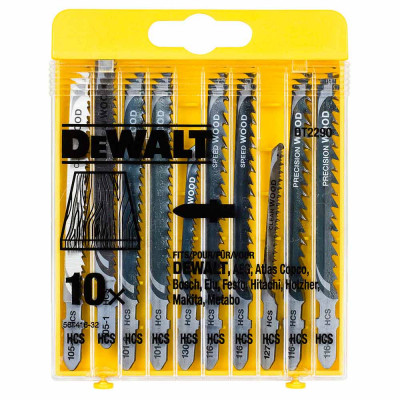 Набор полотен для лобзика DeWalt 10шт, по дереву DT2290