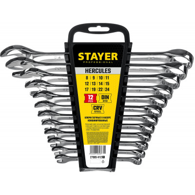 Набор комбинированных ключей STAYER 12шт, 8-24мм 27085-H12_z01