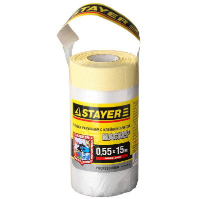 Защитная пленка STAYER 15x0.55м, 9мкм, с клейкой лентой 12255-055-15