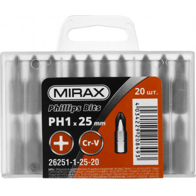Биты MIRAX PH1, 25мм, 20шт 26251-1-25-20
