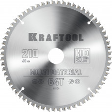 Пильный диск по алюминию KRAFTOOL Multi Material 210х30мм;64Т 36953-210-30