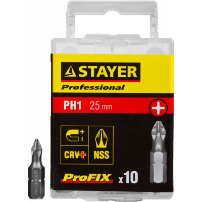Биты STAYER PH1, 25мм, 10шт 26201-1-25-10_z01