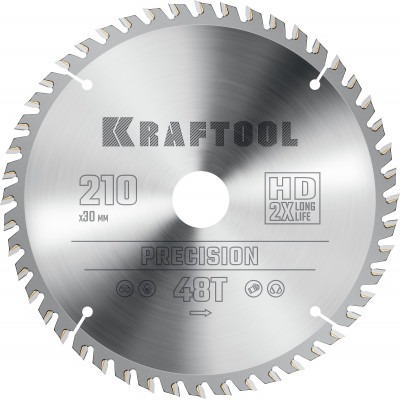 Пильный диск по дереву KRAFTOOL PRECISION 210х30мм;48Т 36952-210-30