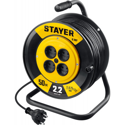 Удлинитель на катушке STAYER S-207 (50м, 2200Вт, ПВС 2x0.75мм2) 55073-50_z02