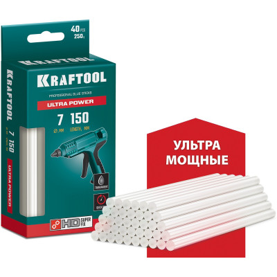 Клеевые стержни KRAFTOOL Ultra Power прозрачные, 7x150мм, 40шт 06837-40