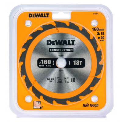Пильный диск по дереву DeWalt 160x20мм;18T DT1931