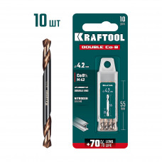 Сверло по металлу двухстороннее KRAFTOOL DOUBLE Сo-8 4.2х55мм, M42(+8%Co), 10шт 29654-4.2-10