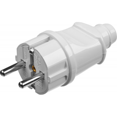 Вилка прямая STAYER MAXElectro белая, 16А/220В 55160-W