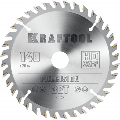 Пильный диск по дереву KRAFTOOL PRECISION 140х20мм;36Т 36952-140-20