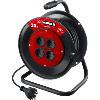 Удлинитель на катушке MIRAX (30м, 1300Вт, ПВС 2x0.75мм2) 55052-30