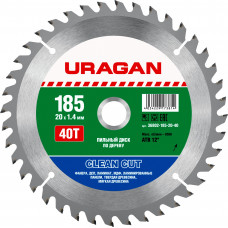 Пильный диск по дереву URAGAN Clean cut 185х20мм;40Т 36802-185-20-40