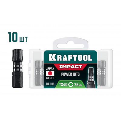 Ударные биты KRAFTOOL Impact TX40, 25мм, 10шт 26195-40-25-S10